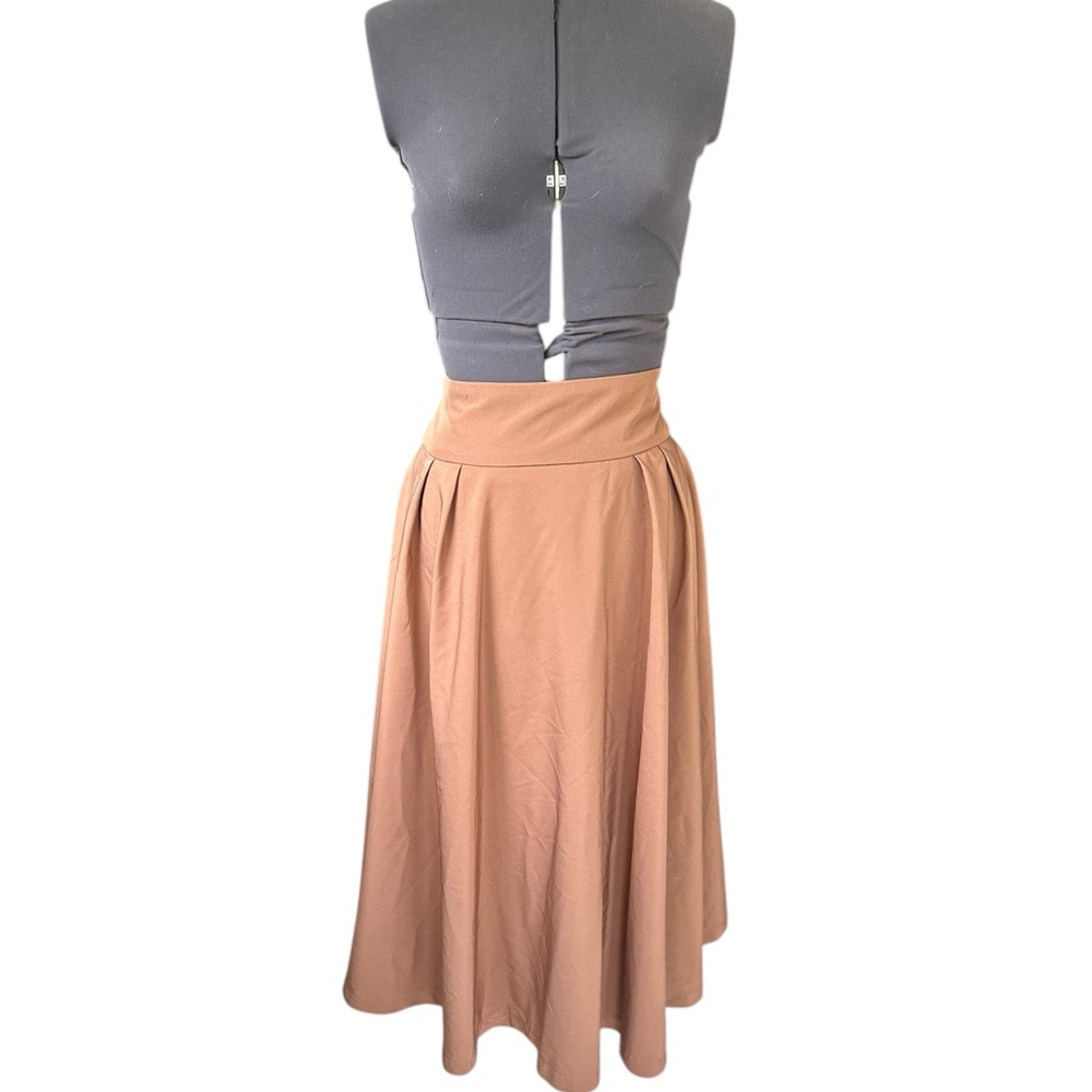 Dark Tan Retro Belle Poque A-Line Skirt with pockets